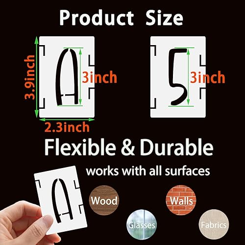 Miniatura 2 de Plantillas de letras del alfabeto de 3 pulgadas, 42 piezas de plástico reutilizables, símbolos de números, juego de plantillas de dibujo