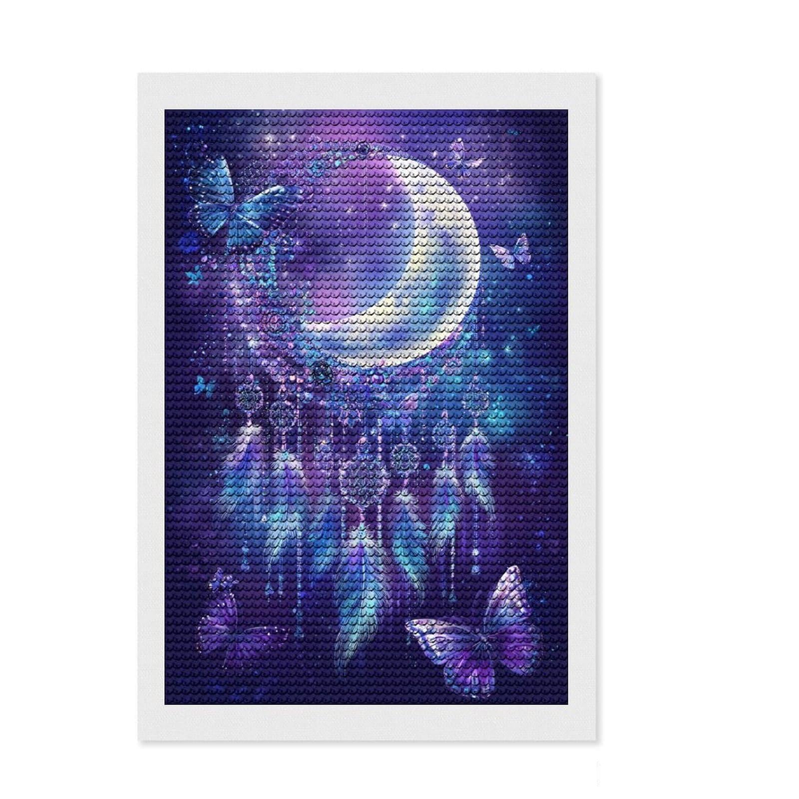 Junmoney Moonlit Dreamcatcher Diamond Painting Set 8"x12", Birthday Gift, Vintage Style Decor, Modern Decor, Seasonal Gift Choice, Creative Hobby