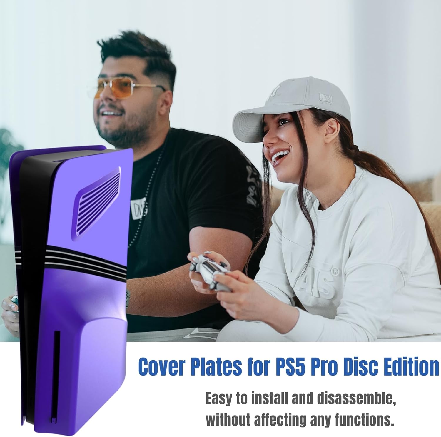 Cover Plates for PS5 Pro Disc Edition Console with Cooling Vents, Side Shell Panels Compatible with Playstation5 Pro Accessories Protective Replacement Faceplate (Purple) - Image 5