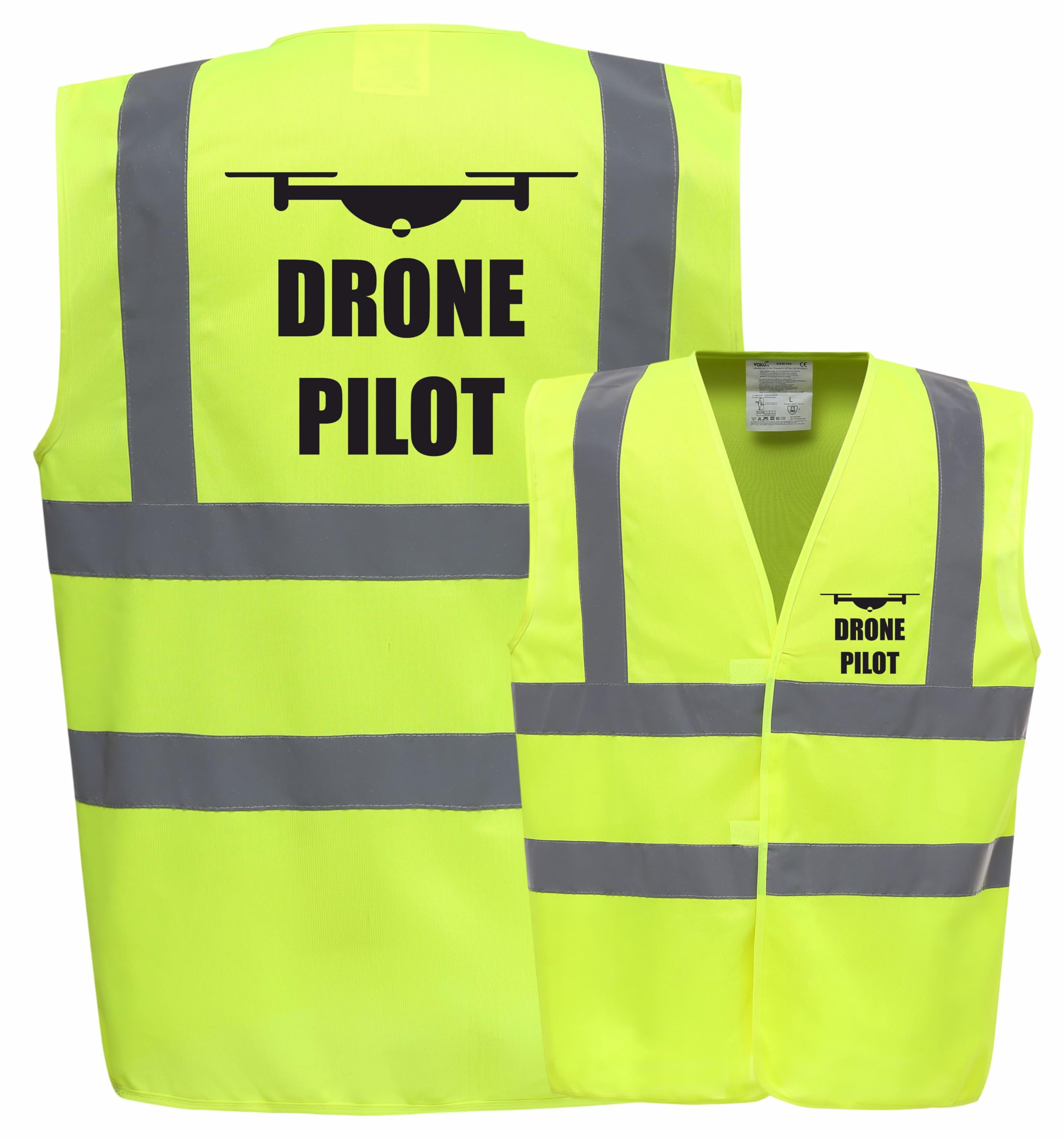 Brook Hi Vis UK Drone Pilot Printed Yellow Vest, Aerial Photography, Events, XXXLarge