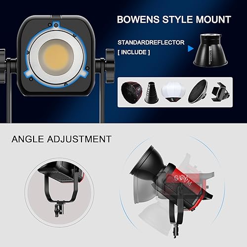 Miniatura 7 de GVM Kit de luz LED de video 65000Luxm, luces de estudio de 300 W con caja de luz de linterna, iluminación de video regulable de 2700-6800K con