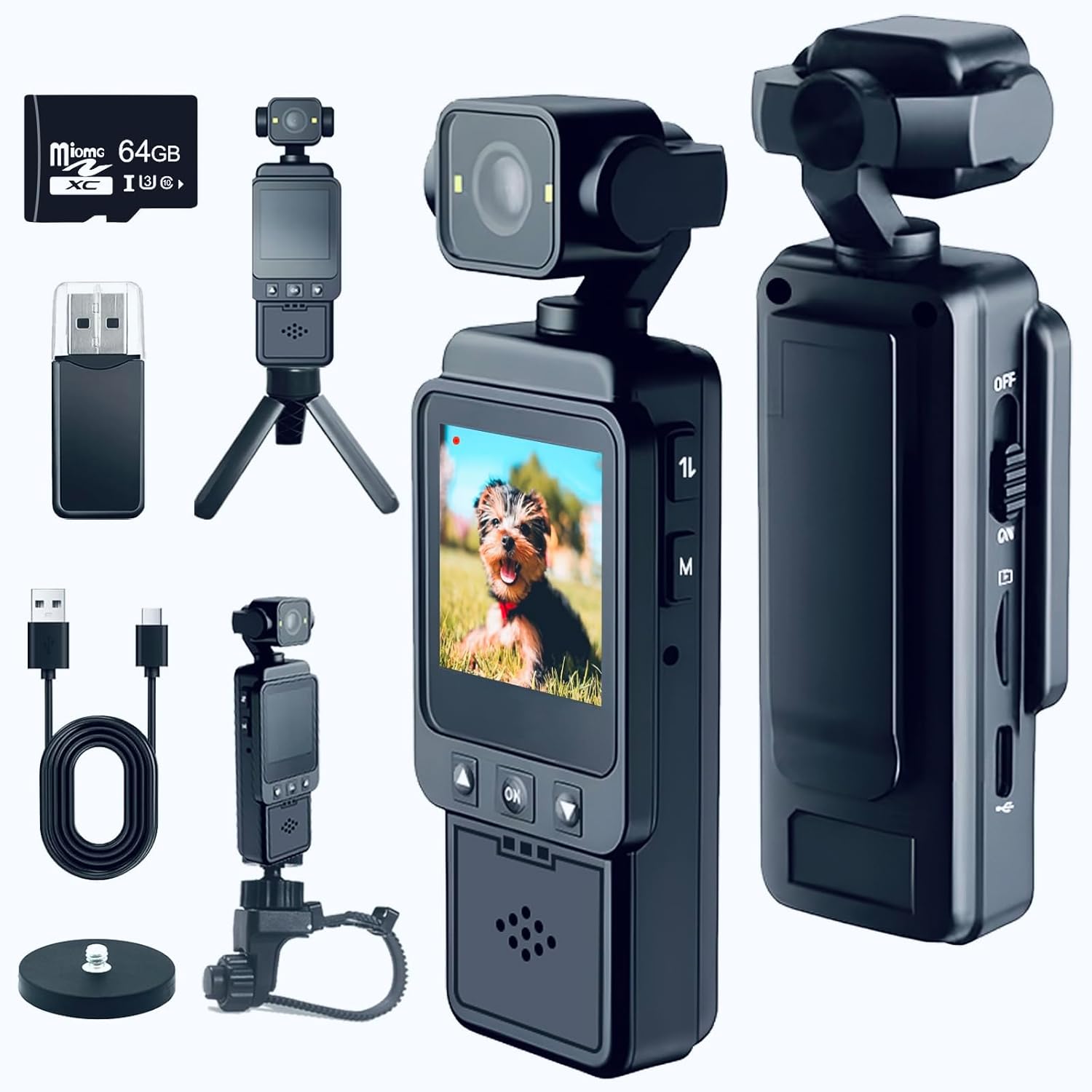 Mini Body Camera with Audio & Video Recording, Pocket Action POV Camcorder 270° Rotation 1080P FHD, 64GB Wearable Camera for Security, Work, Guard, Travel