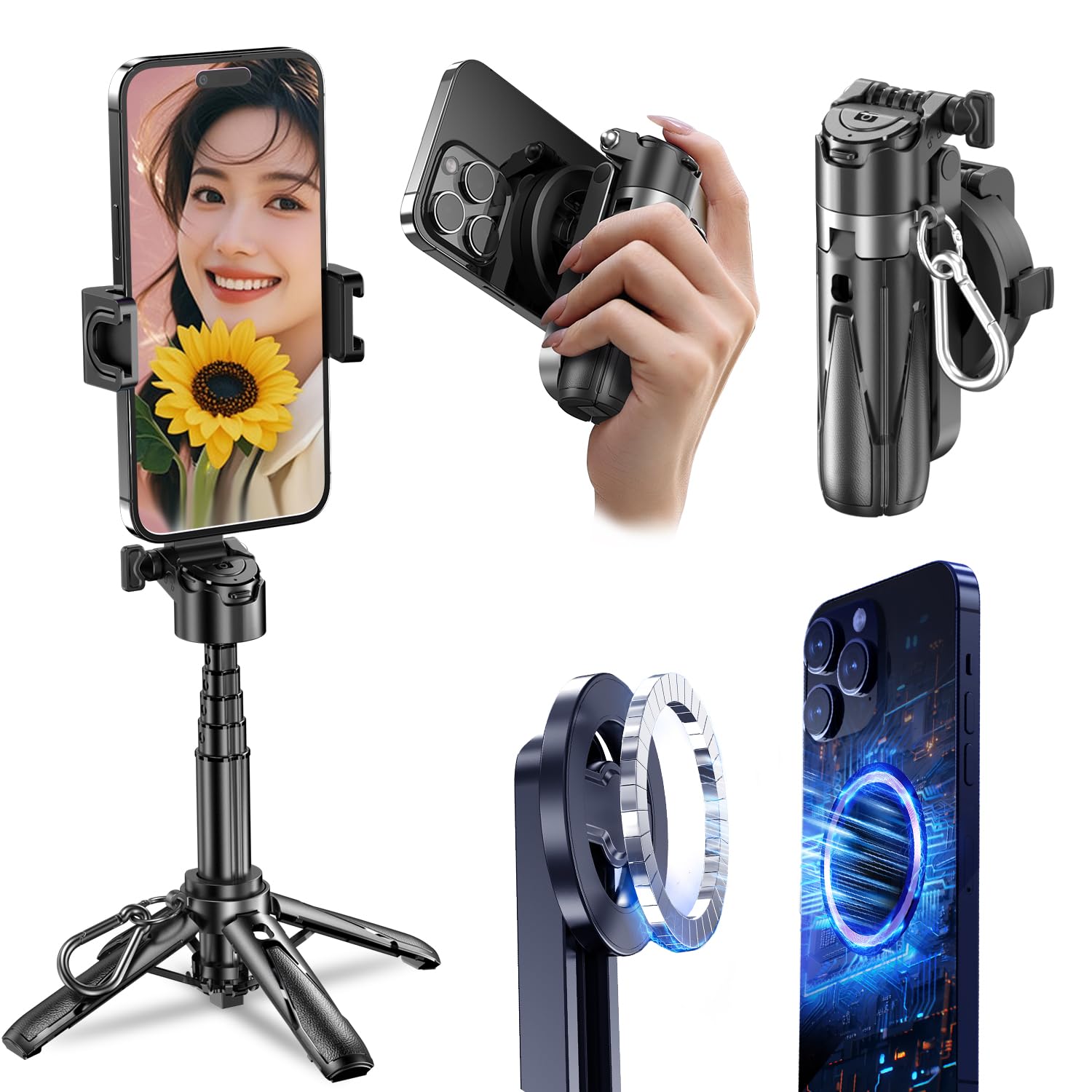 Amazon.co.jp: 自撮り棒 多機能スマホグリップ 四脚 超コンパクト 磁気