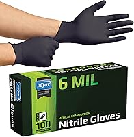 Inspire Heavy Duty 6 Mil Black Nitrile Gloves - Chemical Resistant, Latex-Free Disposable for Medical, Industrial, Cleaning & Cooking