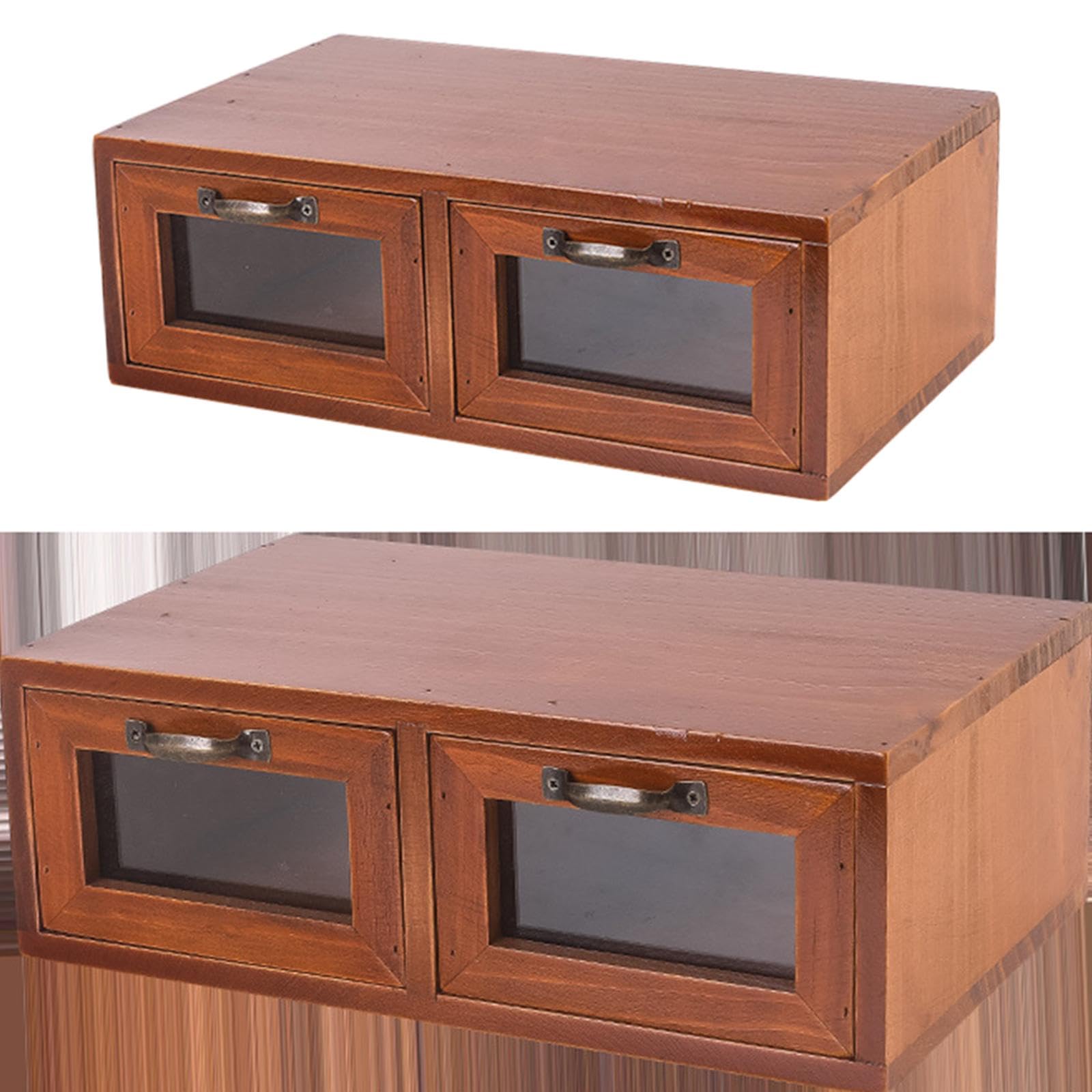 Supporto per, Supporto per Laptop, Supporto per Tablet, Organizer da Scrivania, Scatola Portaoggetti in Legno per Telecomandi, Accessori per M, Doppio cassetto