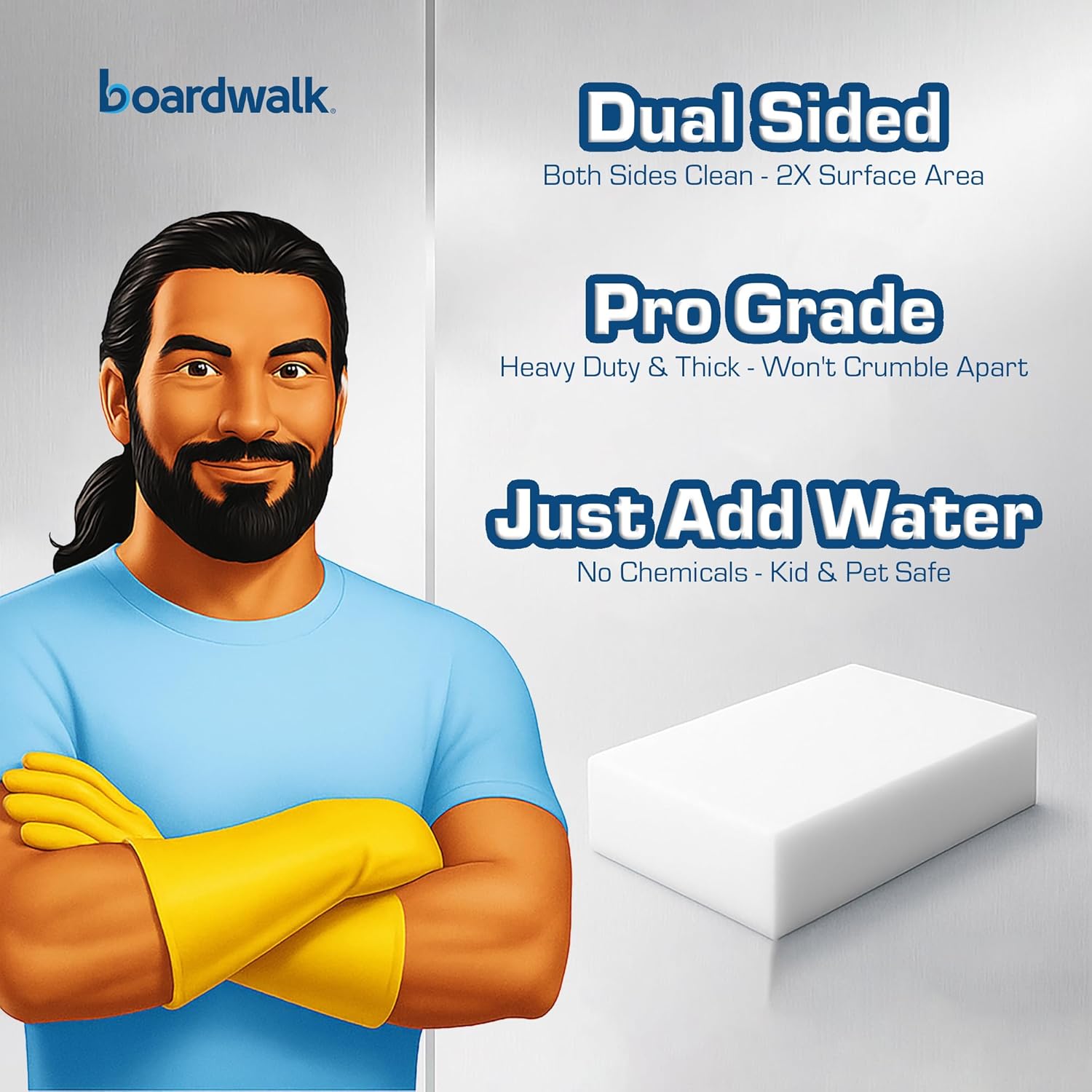 Boardwalk Eraser Pads, Heavy Duty, Ultra Thick, Multi-Purpose Cleaner, Cleaning Sponge, Commercial Cleaning Supply, Commercial Grease Cleaner, 36 Count (6 Boxes of 6 Pads)