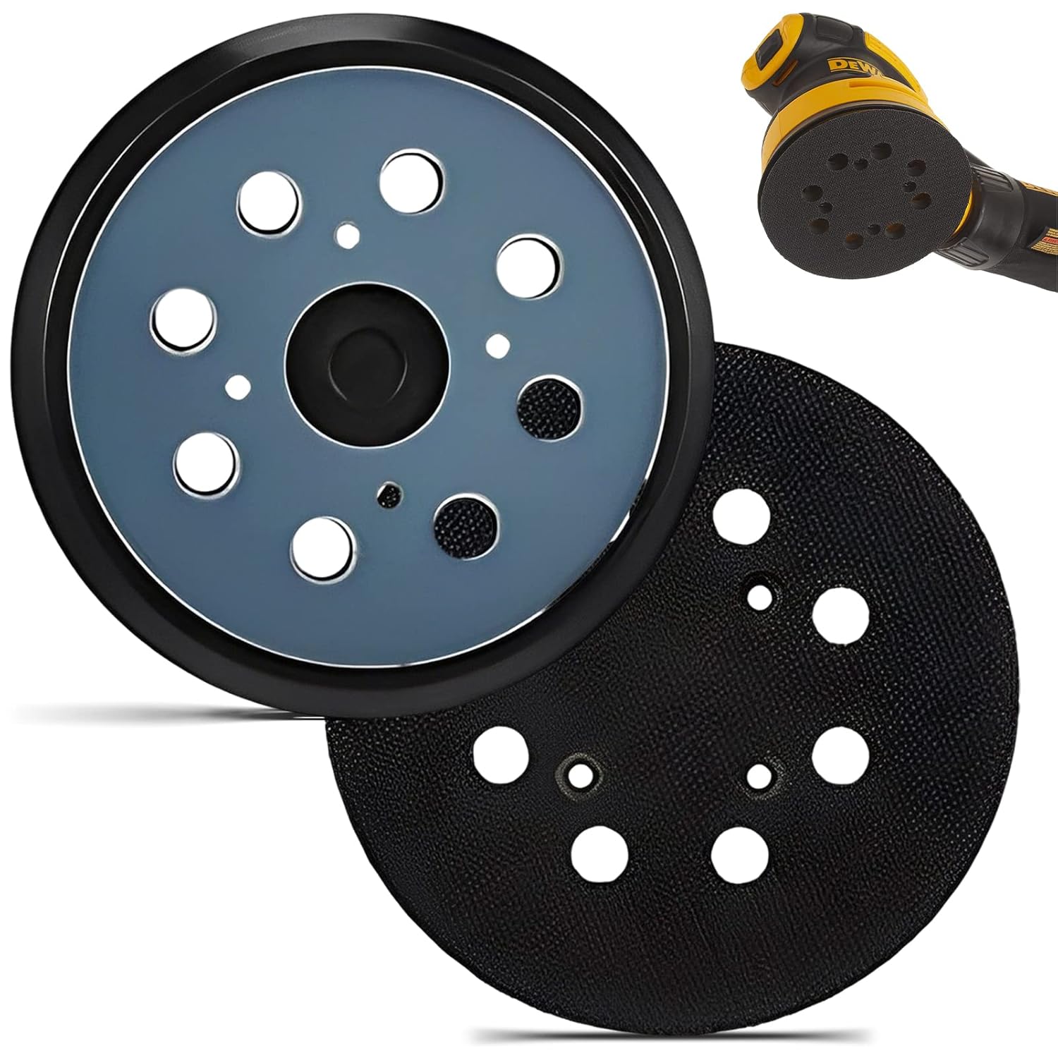 2Pcs 5 Inch 8 Hole Sander Pad Rubber Backing Pad Hook and Loop Sander