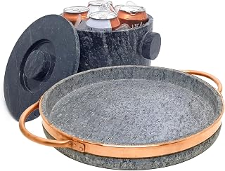 Soapstone Deep Dish Pizza pan and Ice Bucket: have a pizza party and have it all | Handcrafted from pure soapstone | Unique, durable and eco-friendly | Non-toxic and Non-stick