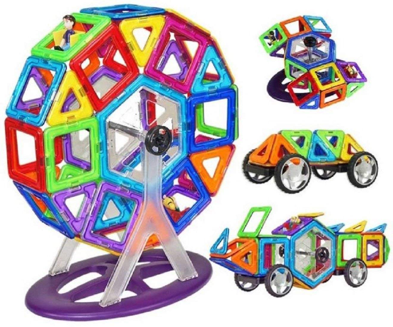 plutofit 58 Pcs Mag-Magic Creativity Theme Brain Development Magnetic Learning Game Educational 3D Blocks Toy Set