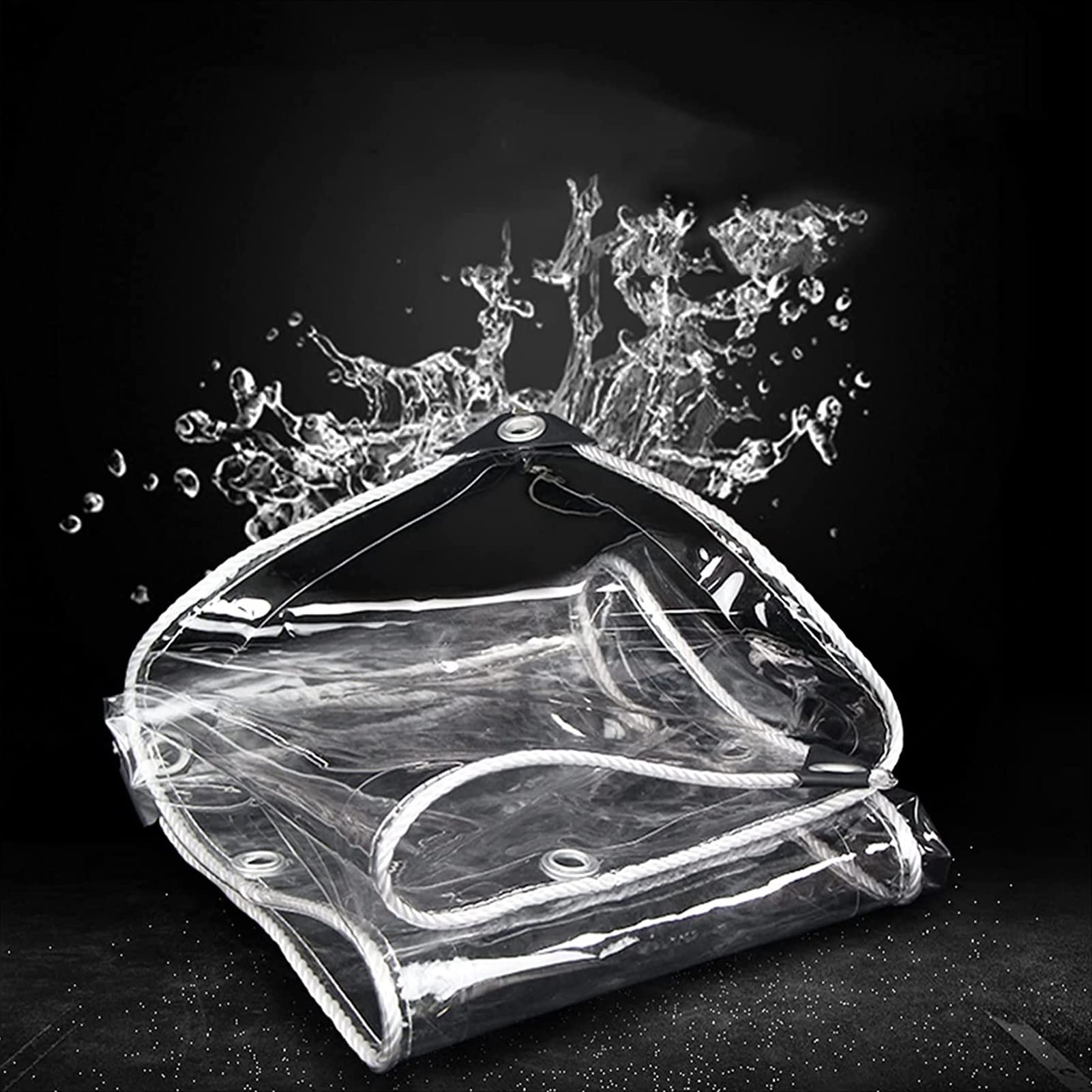Lona transparente con ojales para camping y protección impermeable de jardín