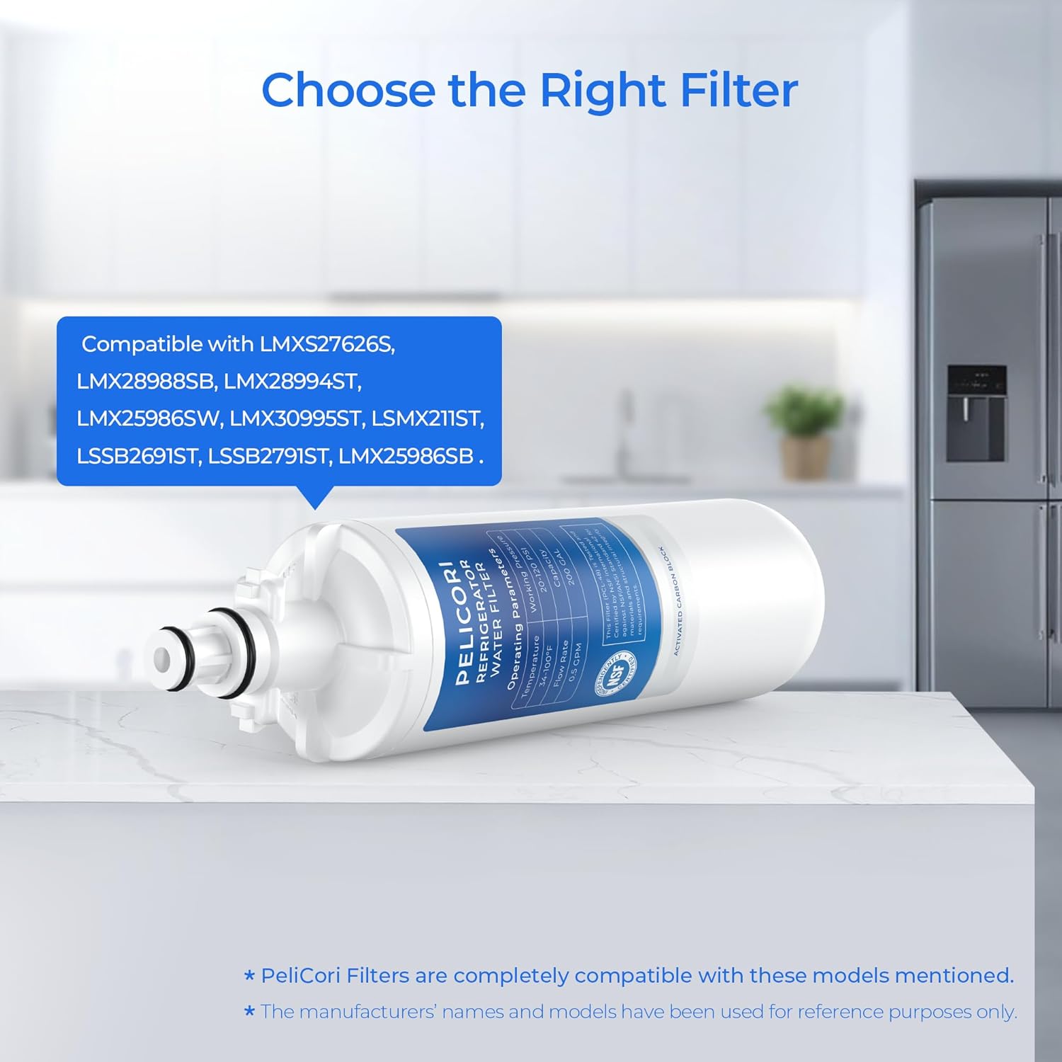 LFDS22520S Water Filter, Compatible with LFX25978ST, LFX25991ST, LFX28968ST, LFX28978ST, LSSB2691ST, LSSB2791ST, LMX25986SB Water & Air Filter, 3 Pack