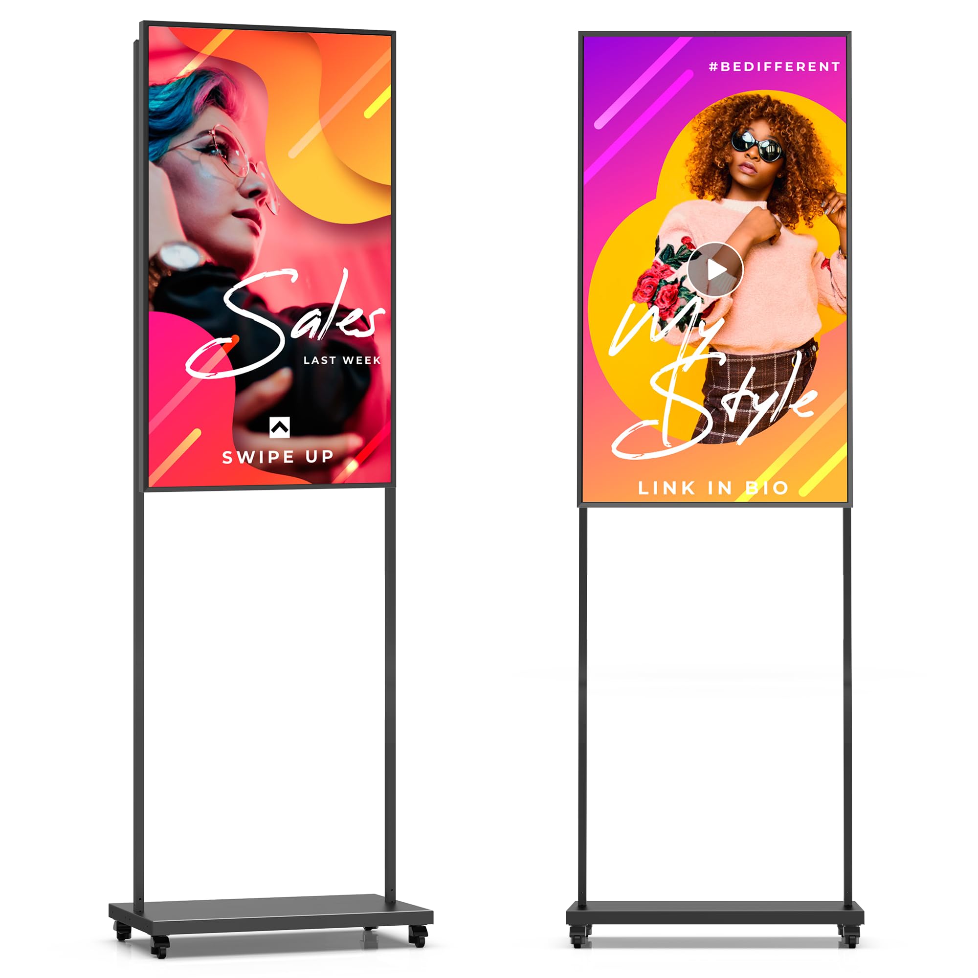 43 Zoll Digitaler Kundenstopper, 3000 Nits Digital Signage Display mit Helligkeitssensor, FHD LCD Werbeaufsteller mit CMS/USB/WiFi/HDMI, Digitaler Werbedisplay für Retail Schaufenster&Business