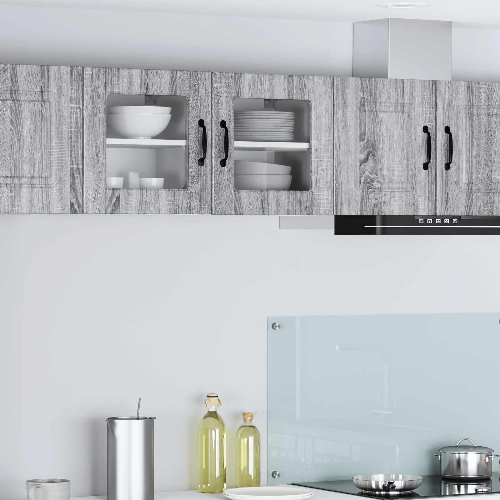 Grauer Küchenschrank Sonoma 40 x 31 x 40 cm aus Holzwerkstoff mit viel Küchenstauraum und praktischem Küchenzubehör für eine Moderne Einrichtung