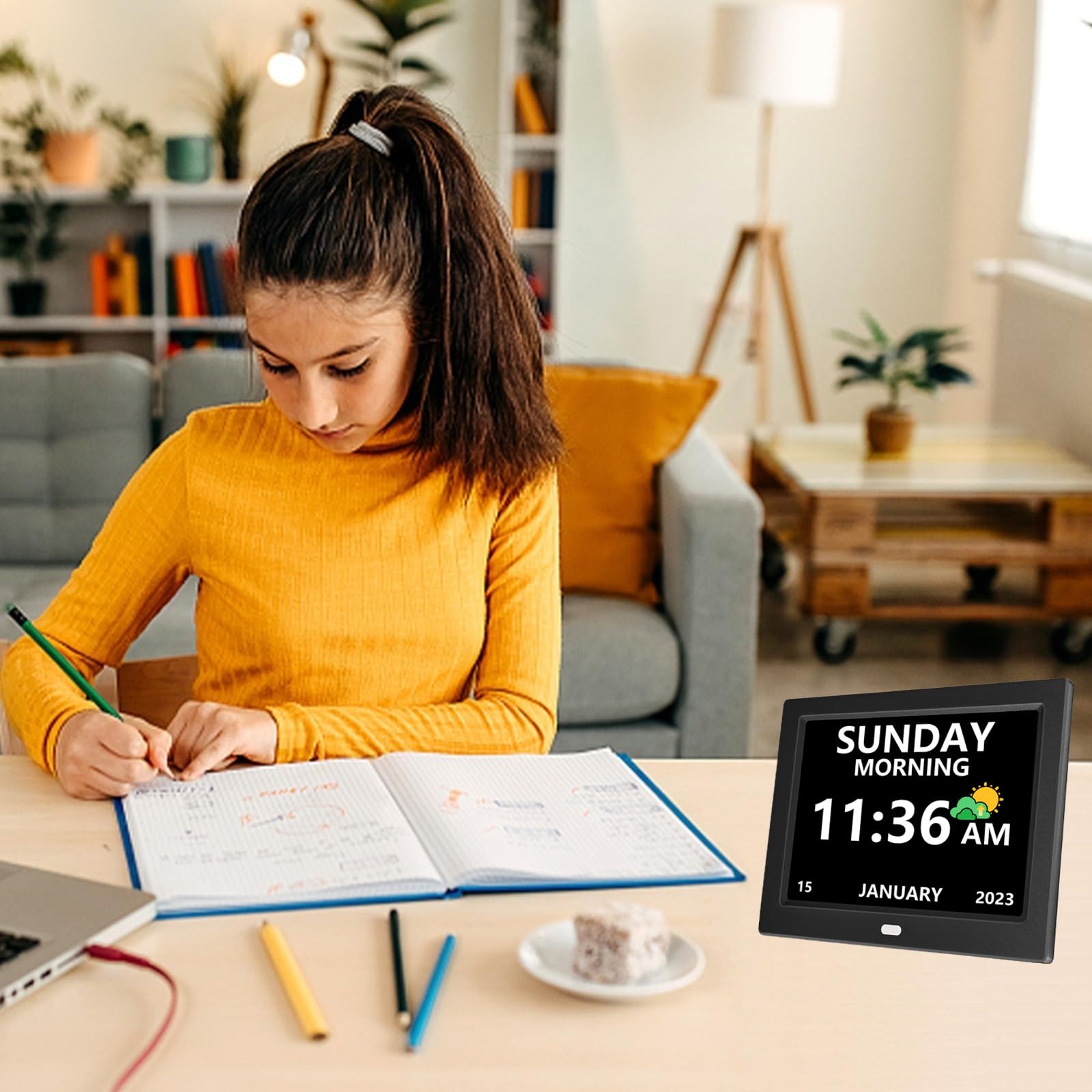 LXBYJKJ Reloj digital de 10 pulgadas con día y fecha para personas mayores, alarmas personalizables, 3 modos de visualización, fuente grande, reloj despertador para personas mayores Auto DST