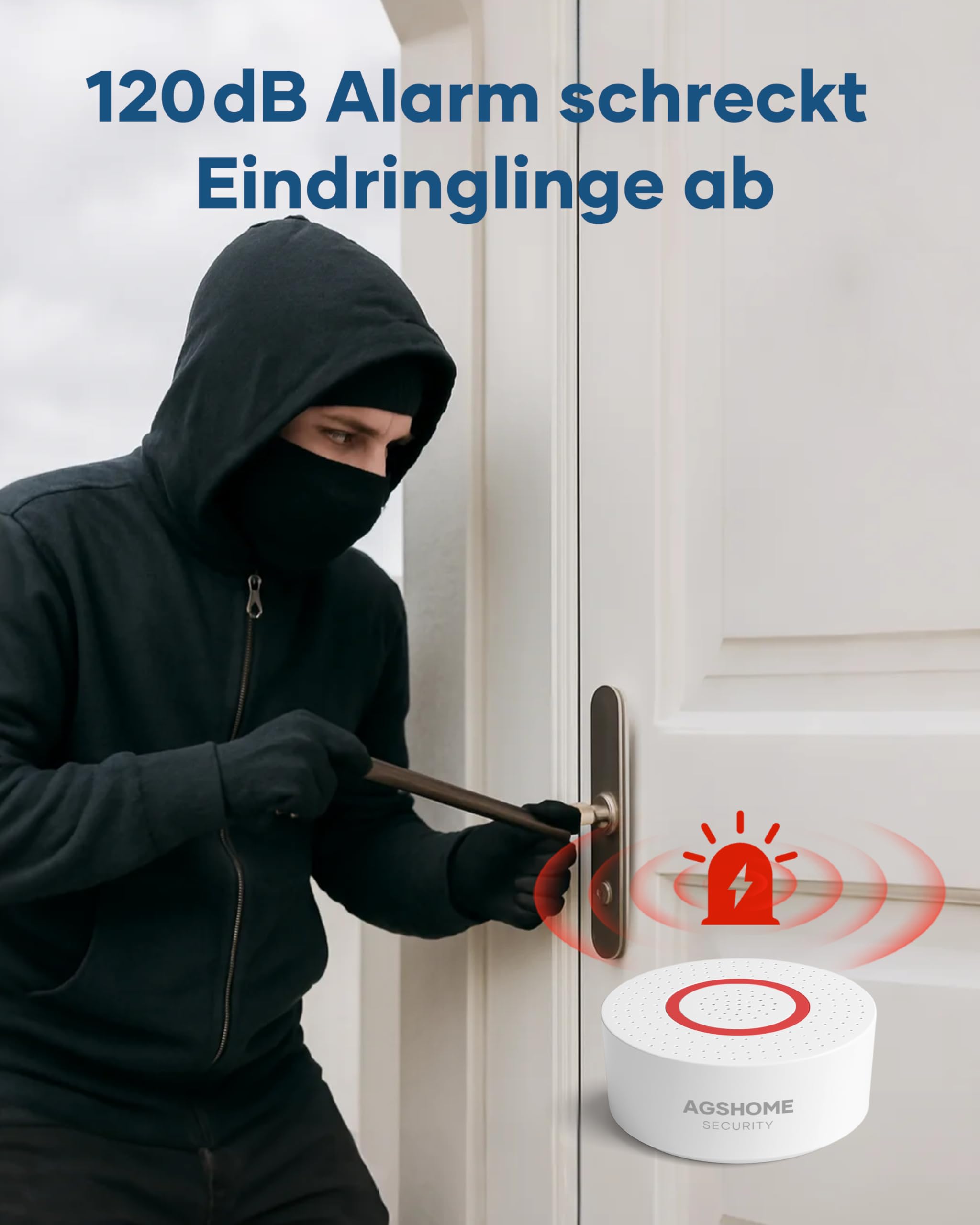 AGSHOME Alarmanlage Haus WLAN 2.4GHz, 15 Teiliges Smart Alarmanlage Set mit Sirene, Tür/Fenster Sensoren & Bewegungsmelder, Home-Sicherheitssystem Kompatibel mit Alexa & Google Assistant