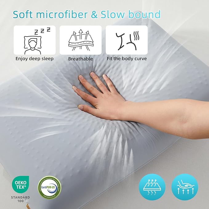 Almohada Memory Foam con Gel Refrescante Tamaño Estándar, Funda Removable y Lavable miniatura 7