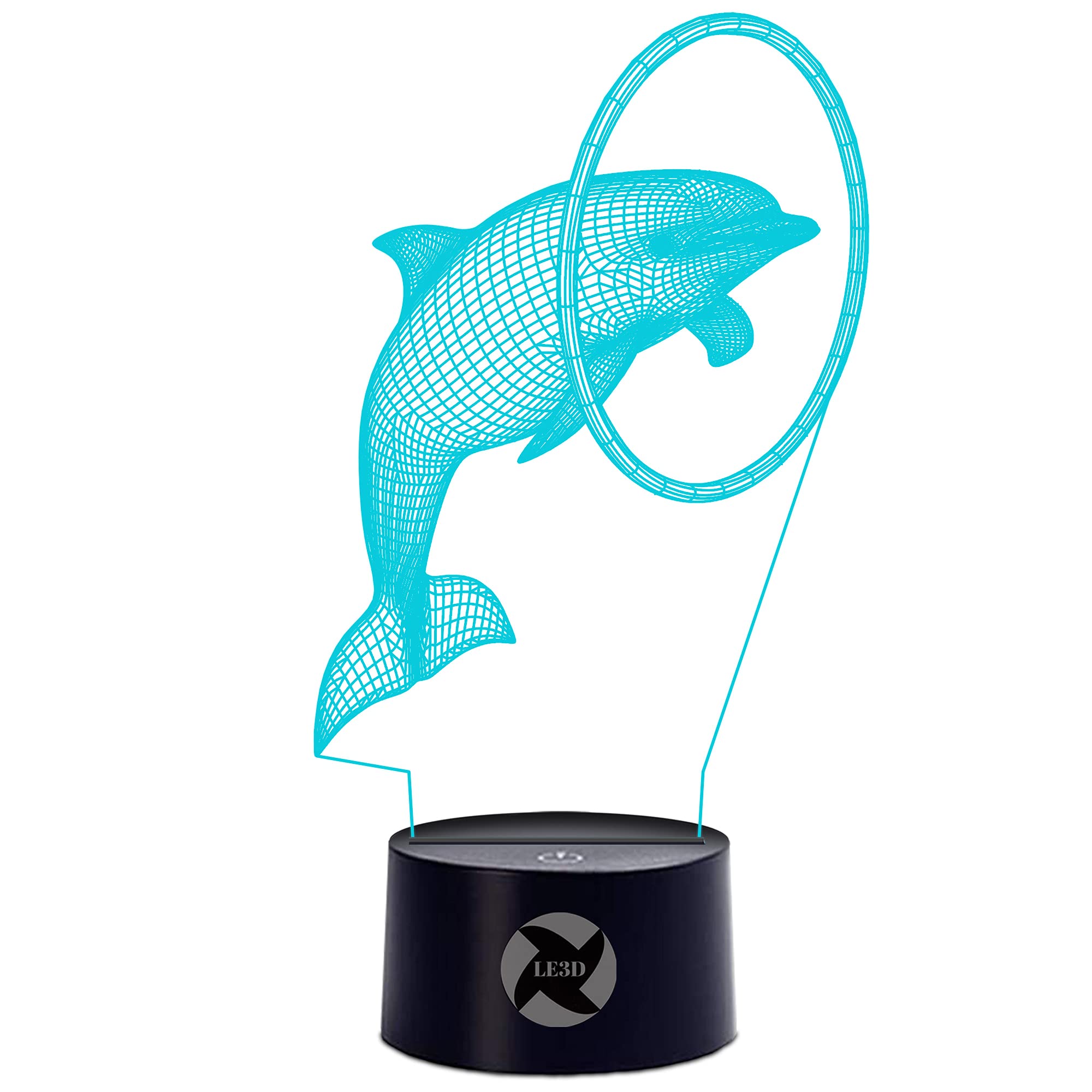 Photo 1 of 3D Optical Illusion Night Light - 7 LED Color Changing Lamp - Cool Soft Light Safe for Kids - Solution for Nightmares - Circus Dolphin Dolphin B