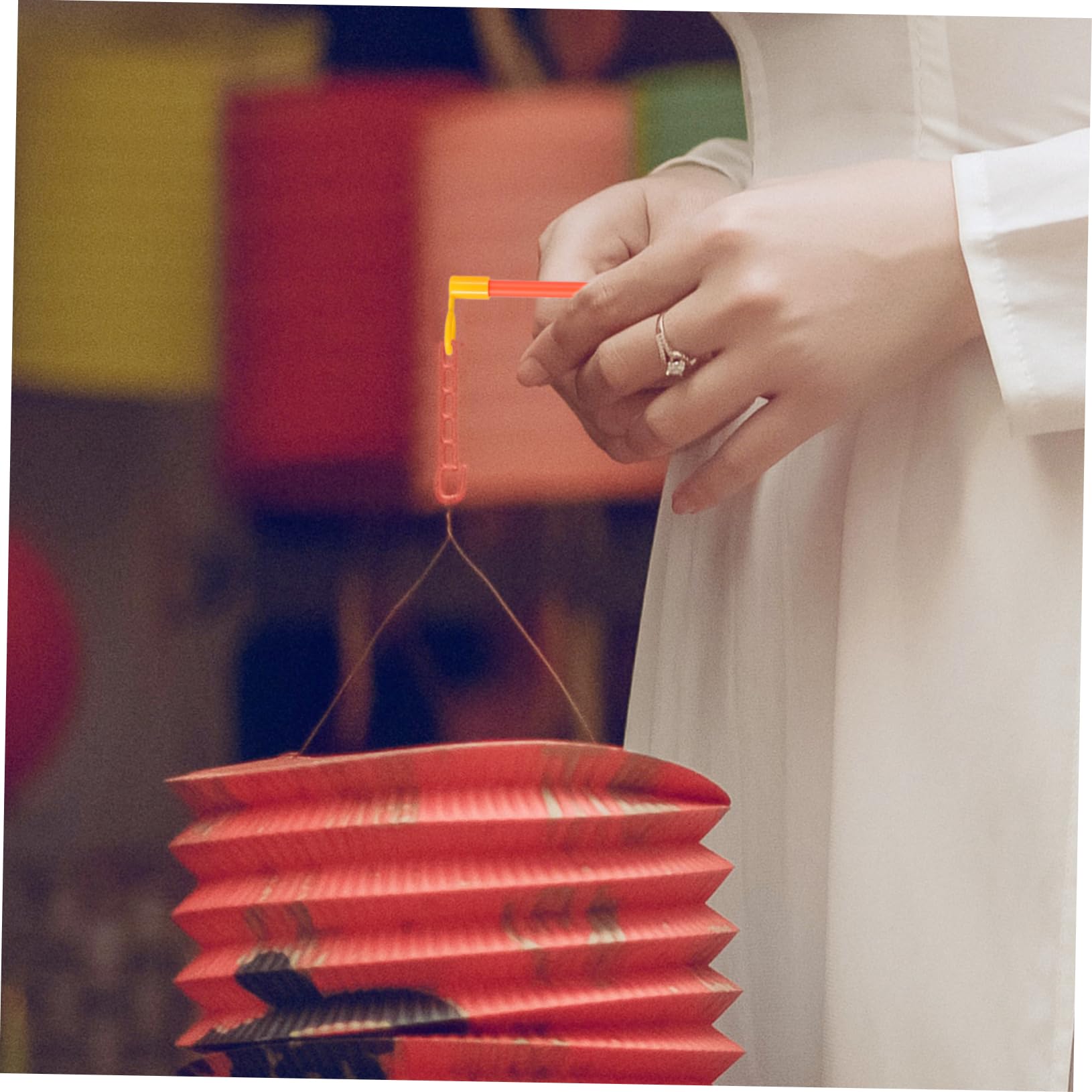 ERINGOGO 10pcs Portable Lantern Pole Material Straight Hold Lanterns Bulk Garden for Festival Handheld Outside LED Handle Sticks Light Stick Rods Poles Hanging Modern Craft Red