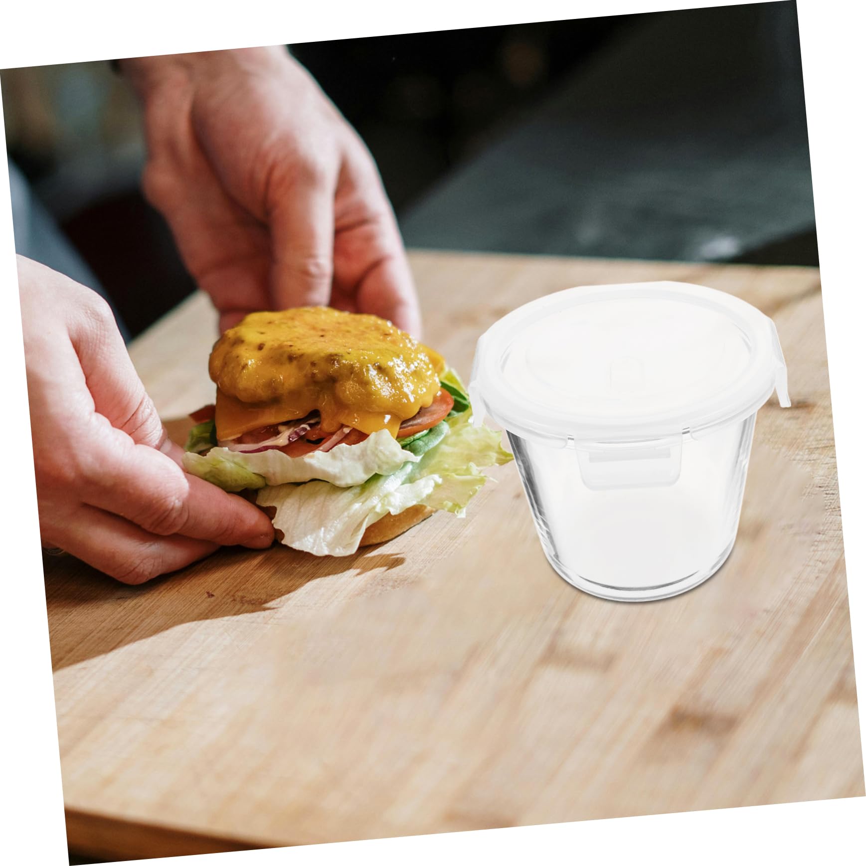 Fiambrera de Vidrio con Tapa Hermética de 700ml, Fácil de Limpiar Buen Sellado para Comedor o Restaurante Color Aleatorio
