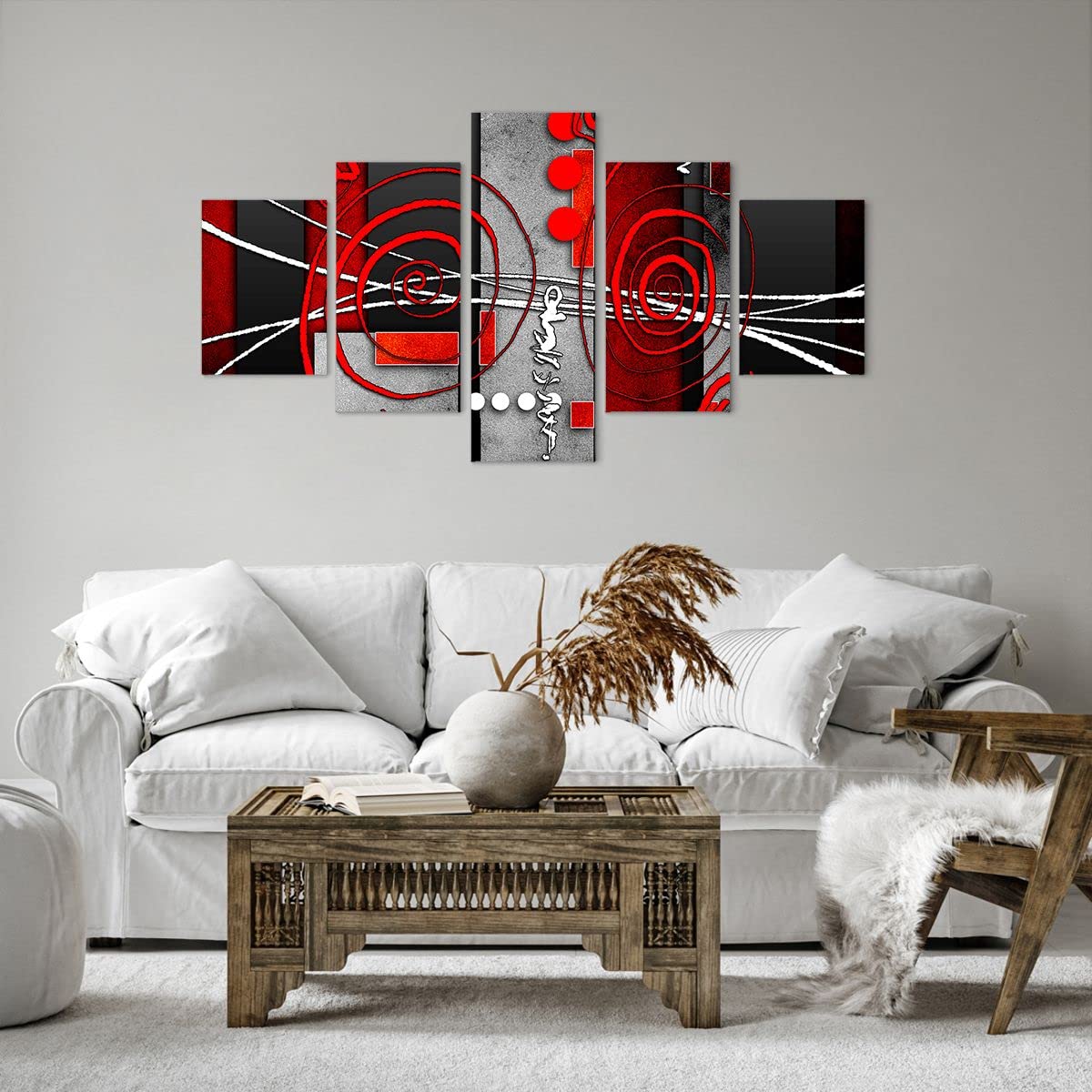 ARTTOR Cuadro sobre Lienzo 125x70cm Moderno Tríptico Abstracto - 0599 | Gráficos Figuras Geométrico Cuadro Decorativo Grande Arte mural Decoración del Hogar Salón Dormitorio Cuadros de Pared