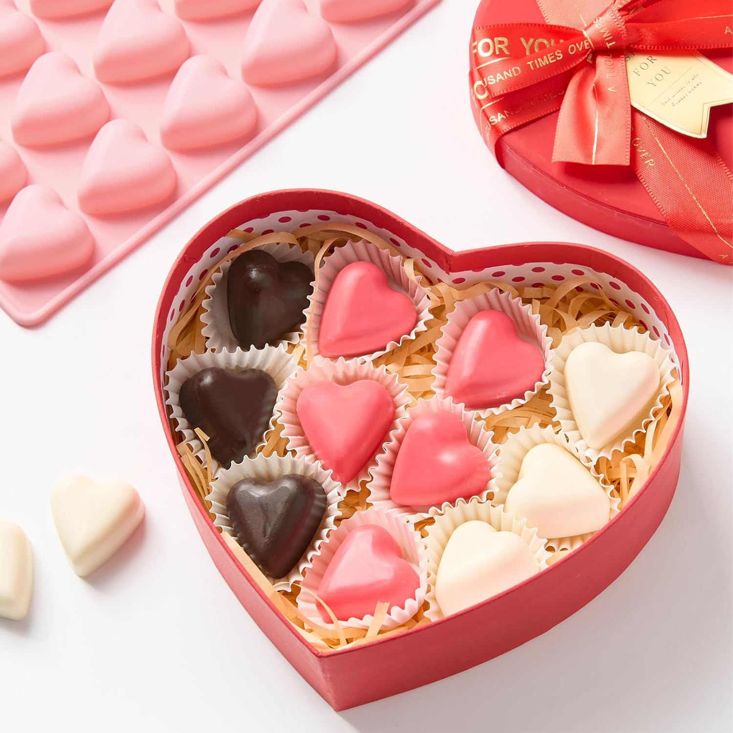 3 Pack Pink Heart Shaped Silicone Molds, 15-Cavity Non-Stick Valentine's Candy Molds for Making Chocolate, Cake Decoration, Cupcake Topper - Image 5