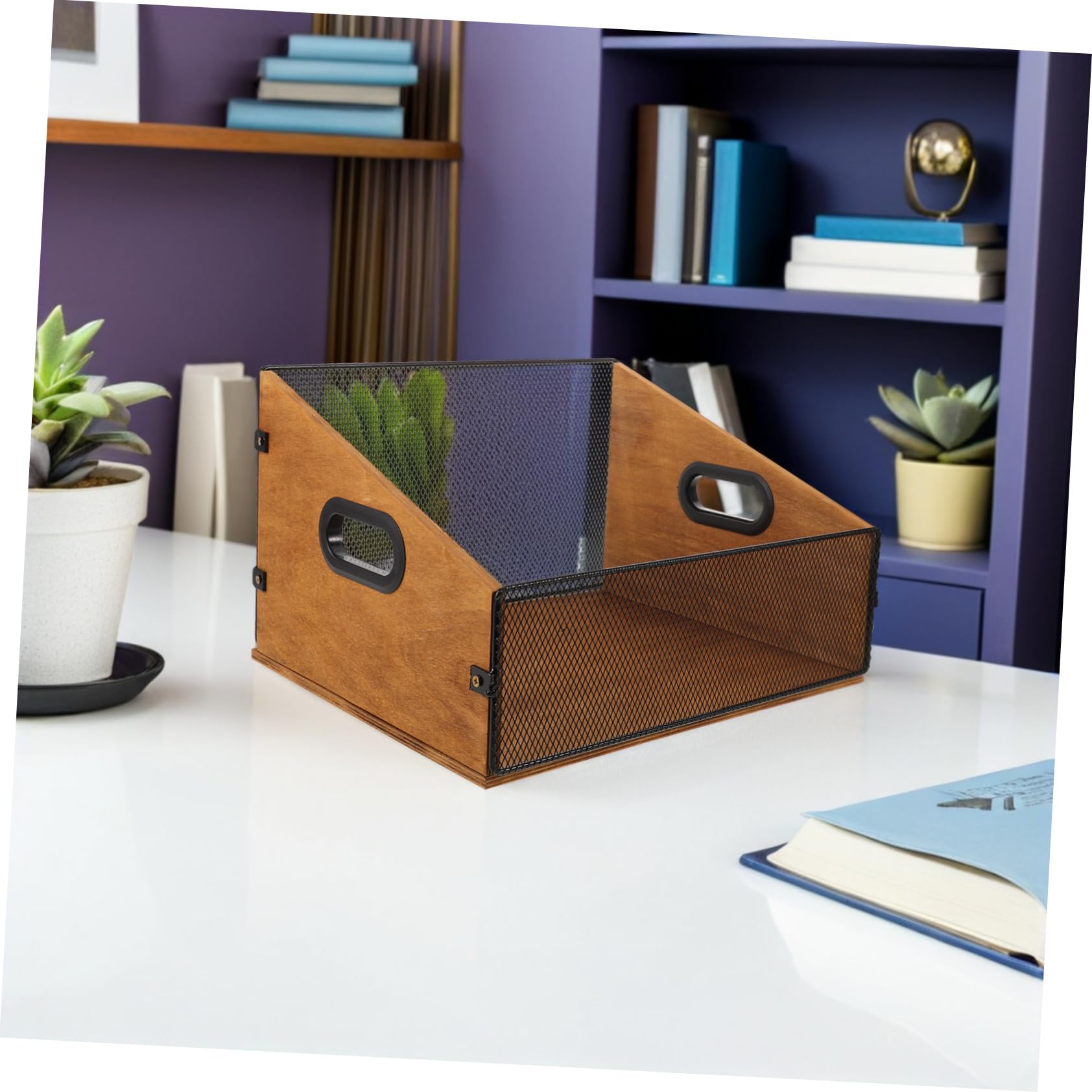 Scatola Porta Dischi in Legno con Manici Ergonomici Organizer per Vinili e Album Fotografici Cassa Rustica Robusta per Archivio Media e Libri