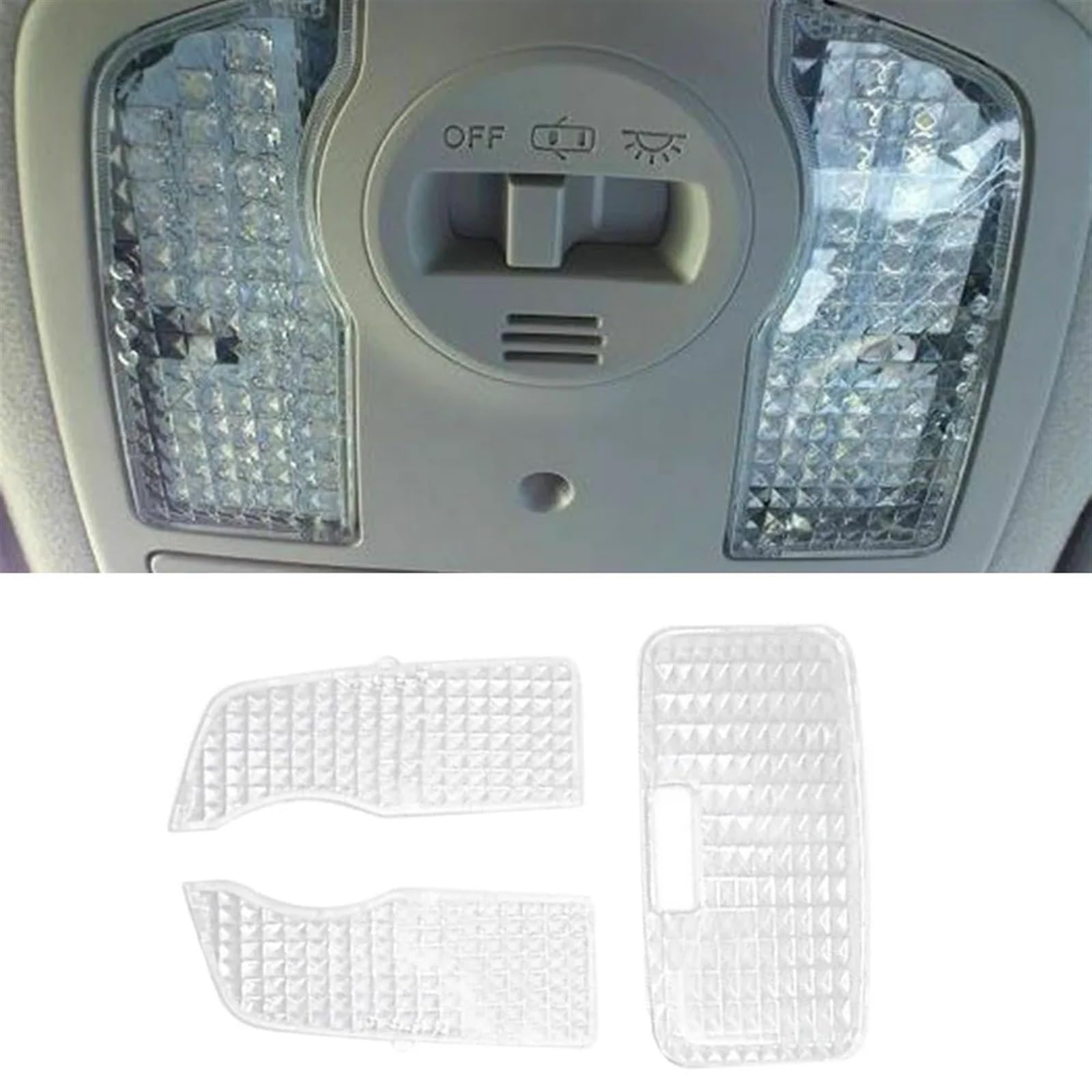 Cubierta de luz de lectura for luz de techo de mapa Interior transparente, for Prius 2010-2015, 3 uds. Luz de lectura superior del coche