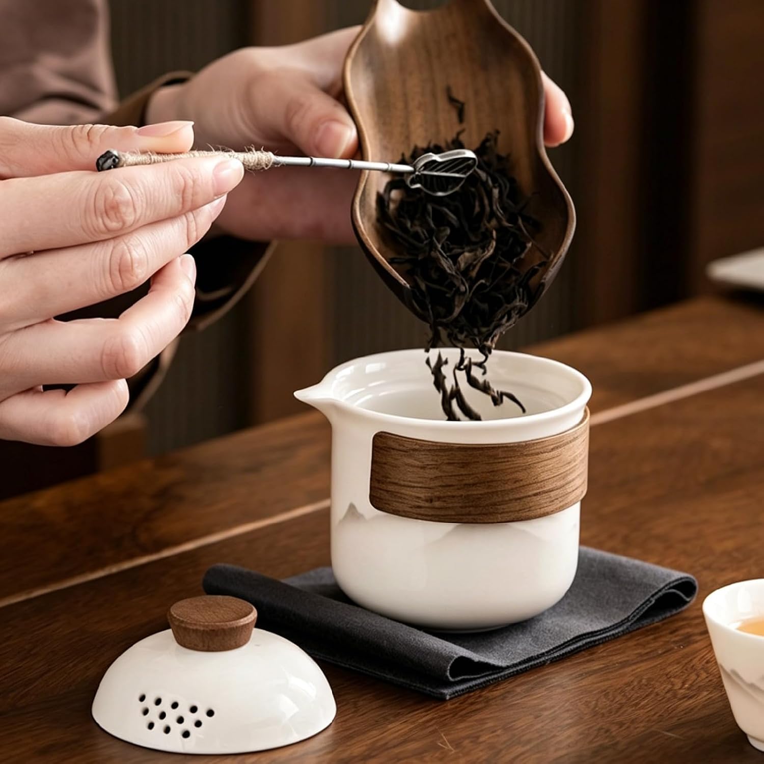 Portable Chinese Gongfu Tea Set, Travel Mini Gaiwan Teapot with Bag