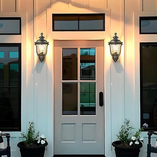 Miniatura 7 de Lámparas de pared para exteriores, luces de vidrio ondulado de agua, montaje en pared, montaje en pared, estilo vintage, impermeable, negro, para