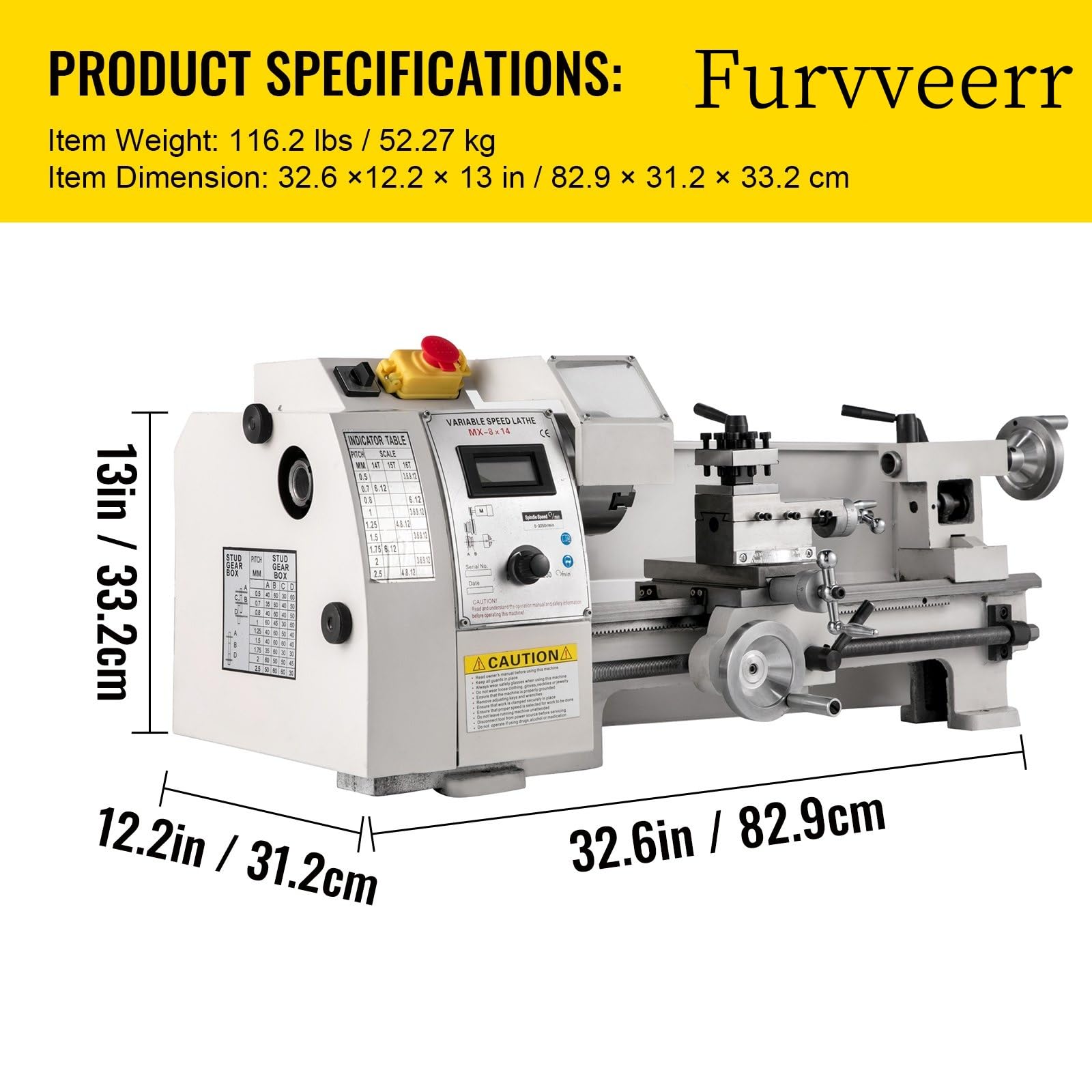 Drehmaschine 210mmx350mm,Drehmaschine Metall Klein 600W,Mini Metall Präzisions-Minidrehmaschine,Mini Drehbank mit Gewindebereich von 10-44 TPI,Drehbank Metall Klein mit 4-Wege-Revolverpfosten