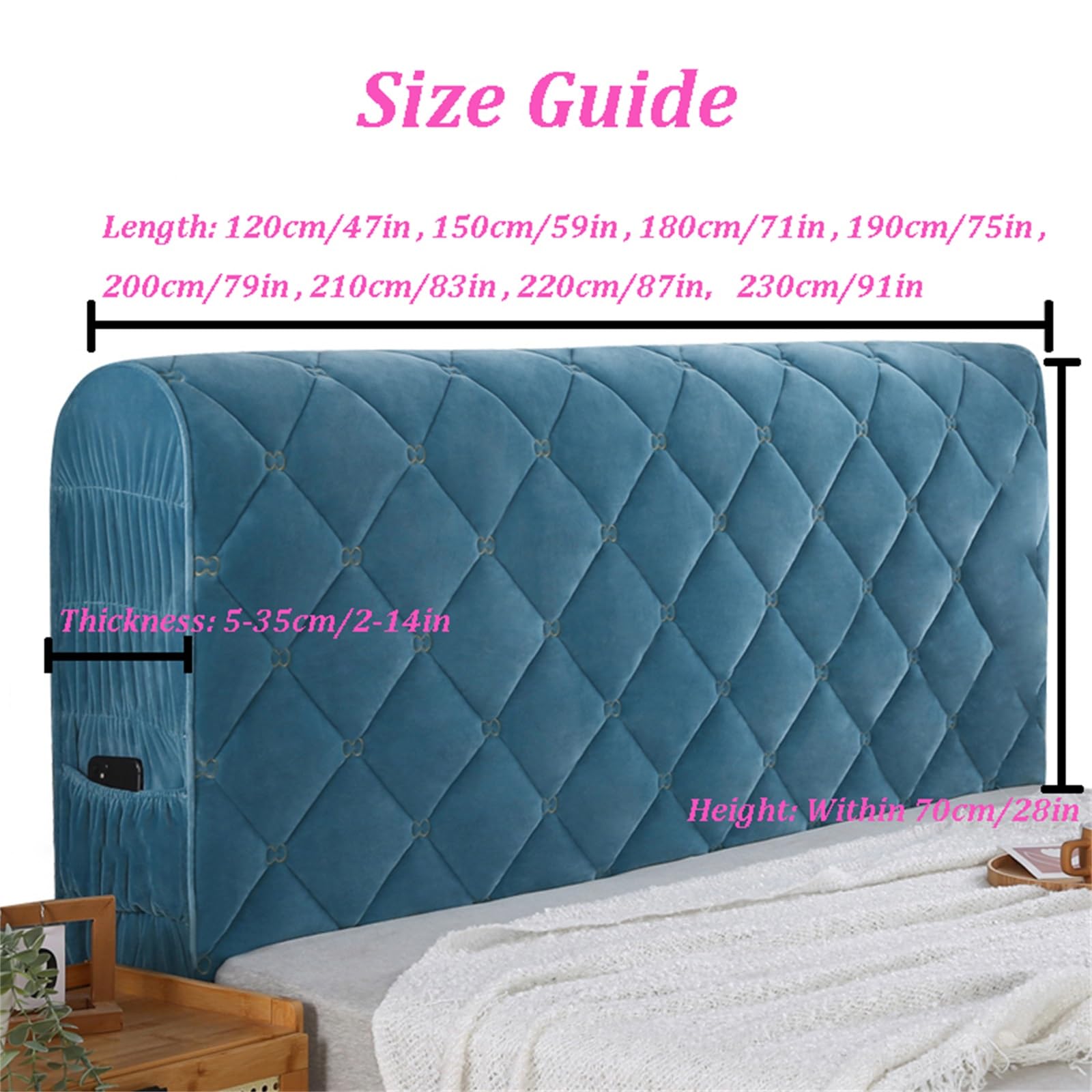 YUEZHONG Copri Testiera Ispessita, Copri Testiera Trapuntata In Velluto For Letto Matrimoniale, Copri Testiera Lavabile For Arredamento Camera Da Letto(Purple,200cm/79in)