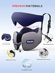 Neck Oreiller pour voyager, Oreil de voyage pour avions avec ergonomie 360° Tête Neck Soutien, Combo avec 3D Masque pour les yeux, pas de tête Bobbing Voyage essentiels pour l'avion, voiture, train, maison-grey