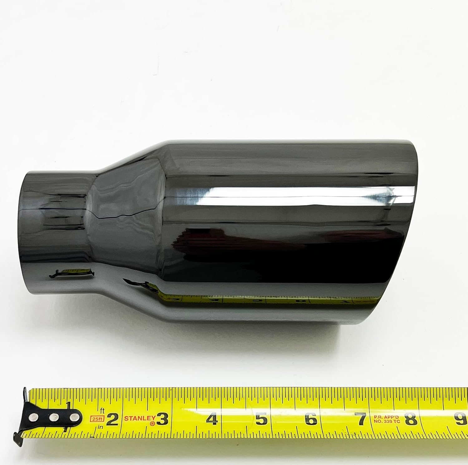 Exhaust Tip 2.50" Inlet 4.00" Outlet 8.00" long WBOSS4008-250-DW-BC-SS Weld On Slant Angle Black Chrome 304 Stainless Steel Wesdon Exhaust Tip