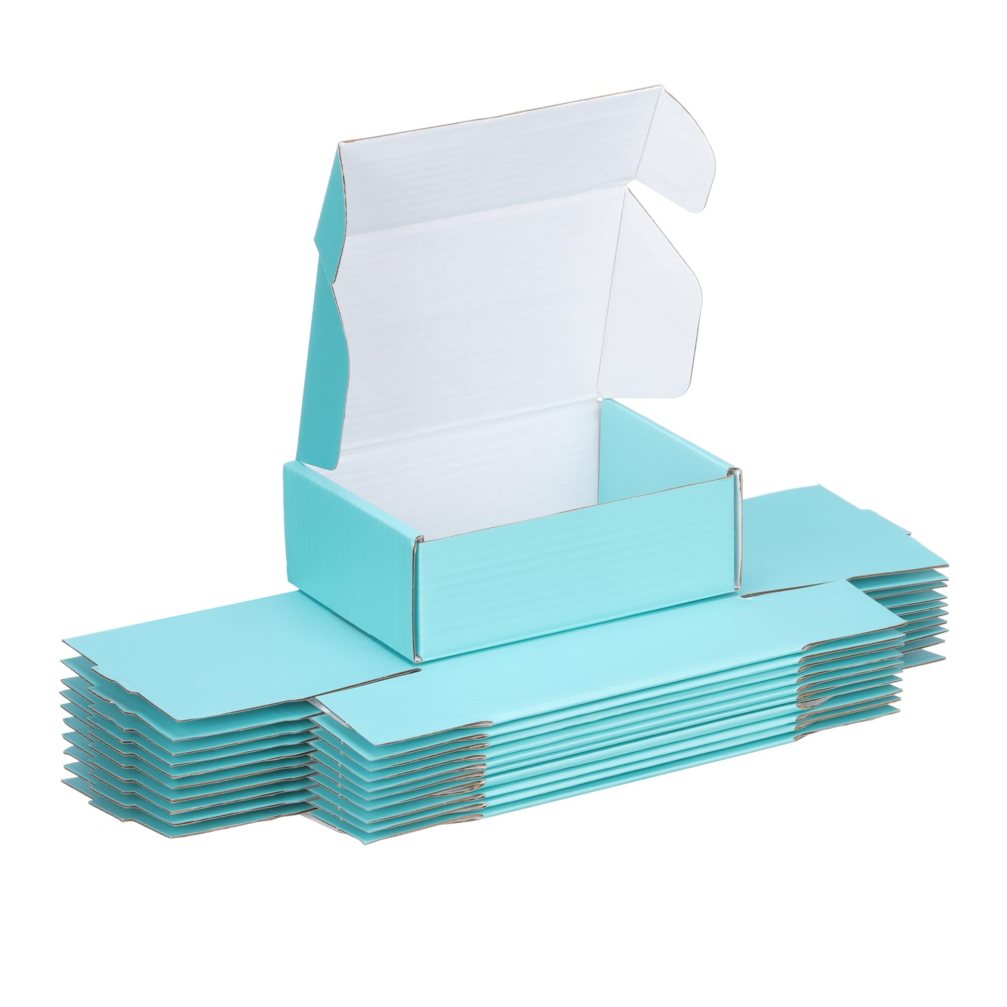 FARRAY 50 Pack of 6x4x2 Inches Small Shipping Boxes, Durable Corrugated Cardboard Boxes for Shipping, Gift, Mailing and Packaging, Teal