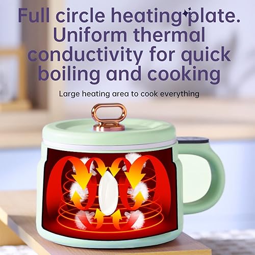 Miniatura 4 de Olla caliente eléctrica, sartén eléctrica portátil de 1.6 L con revestimiento antiadherente, cocina rápida de fideos con control táctil inteligente,