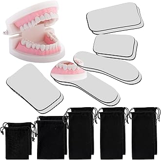 10 Pieces Dental Mouth Mirror Occlusal Reflector Intraoral Photography Mirror 2 Sided Dental Plated Glass Intraoral Photo Glass for Clinic Dentist