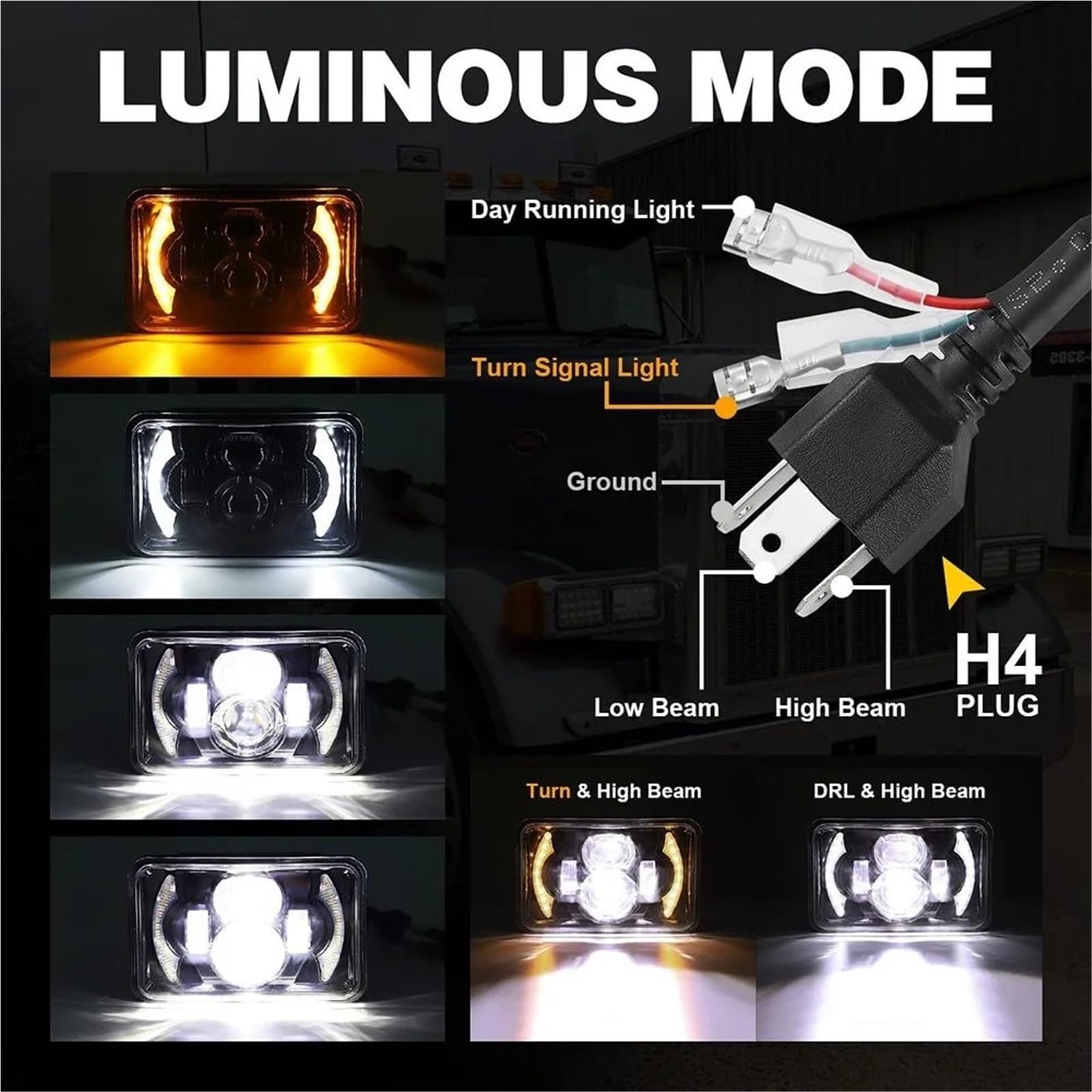 Bombilla Coche Faro LED 4x6 Bombilla para coche | 5x7 7x6 impermeable Hi Lo Beam blanco ámbar DRL