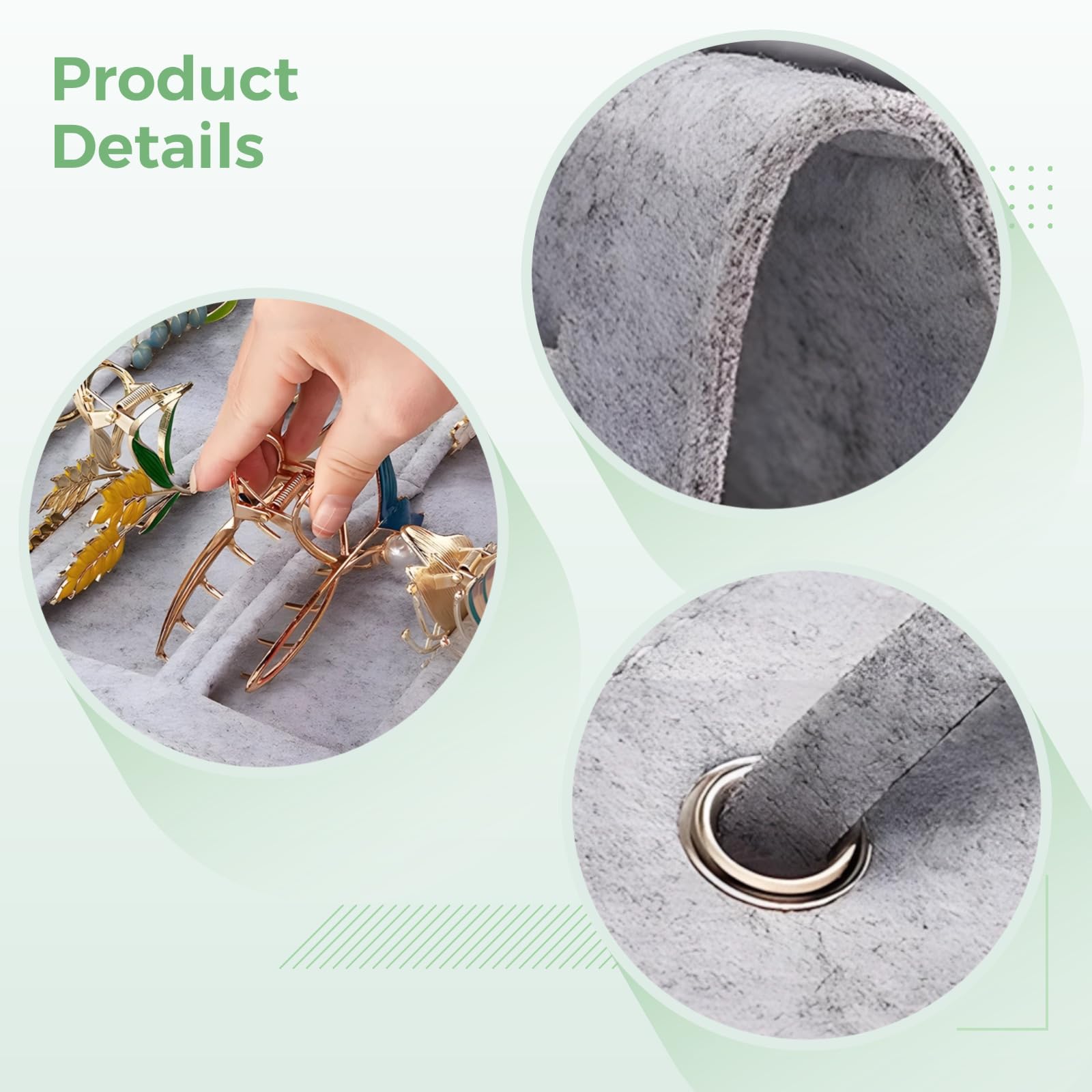 Bosreroy 6-Row Felt Headband and Accessory Organizer for Women, Mounts On Door Or Closet, 31.5 X 13.8 Inches