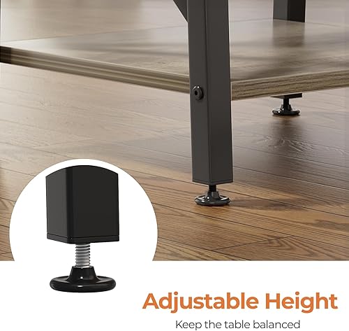 Miniatura 7 de GreenForest Mesa auxiliar de 24 pulgadas para sala de estar, mesas auxiliares cuadradas grandes con marco en X, mesita de noche industrial alta con