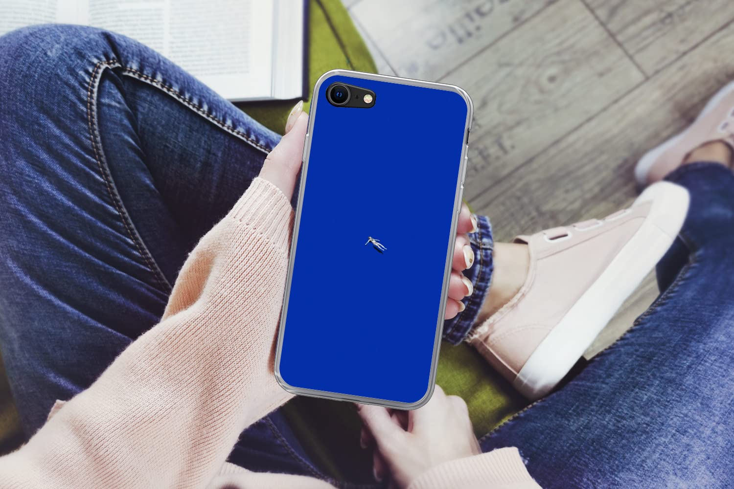 MuchoWow Funda para iPhone 7 - Vintage - Azul - Mujer - Funda de Silicona/Funda Blanda para teléfono móvil