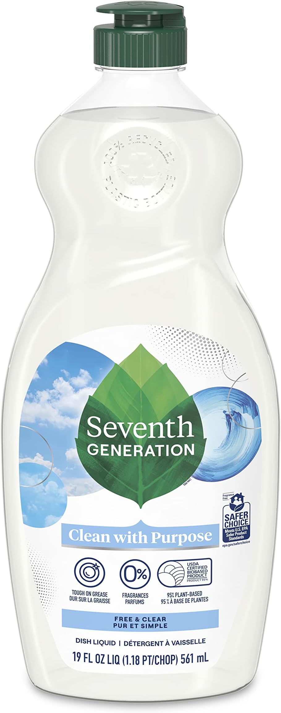 Seventh Generation, Dish Liquid, Free & Clear, 19 fl oz (561 ml)