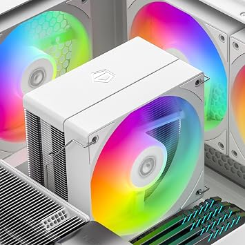 ID-COOLING SE-214-XT V2 ARGB White CPU Air Cooler, 4 Heat Pipes, 120mm ARGB PWM Fan, Direct Contact Heatsink, Intel LGA1700/1200/115X & AMD AM5/AM4 Compatible