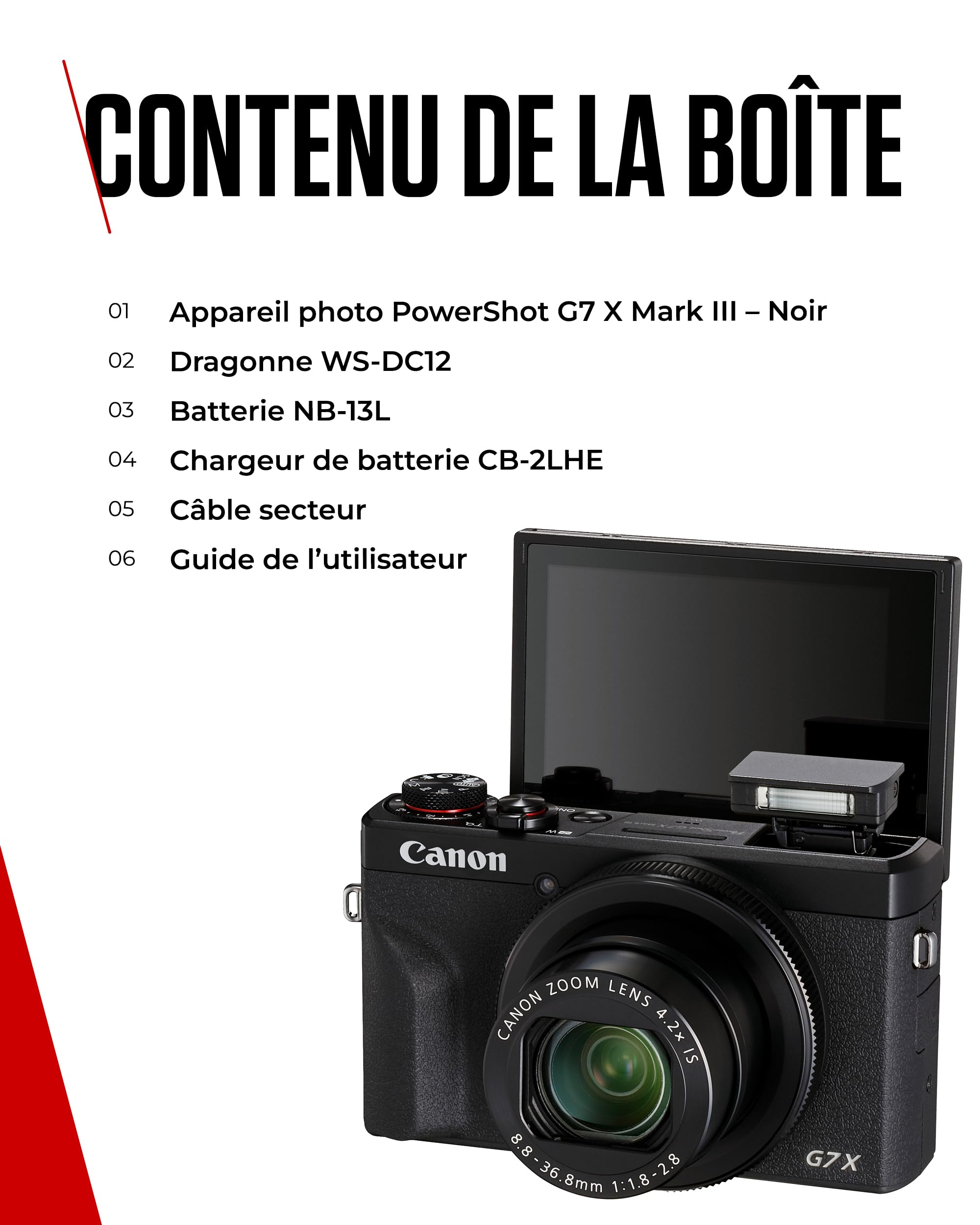 Canon PowerShot G7 X Mark III (Noir) - Appareil Photo numérique avec capteur 1 Pouce et vidéo 4K - Idéal pour Le vlog - Wi-FI et Bluetooth - Adopté par Les Créateurs Nomades