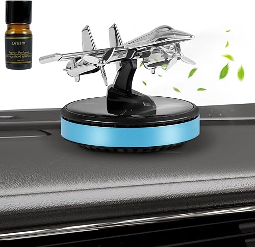 Miniatura 2 de Ambientador solar para automóvil de avión, difusor de aroma de automóvil giratorio solar con 0.2 fl oz de aceite esencial de larga duración, difusor