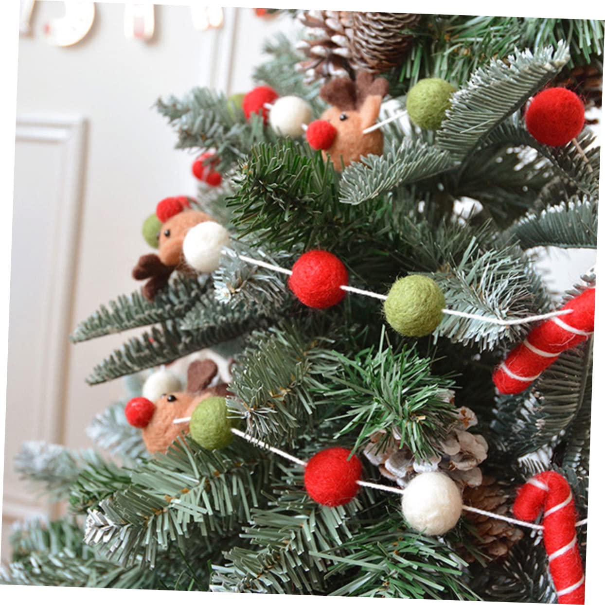 Cabilock 5 Saiten Weihnachtskugel-spieße Aus Filz Hängend Filz Weihnachtsbaum Für Kinderwand Dekoration Party Girlande Weihnachten Ornament Weihnachtsschmuck Gefühlt Christbaumschmuck Wolle