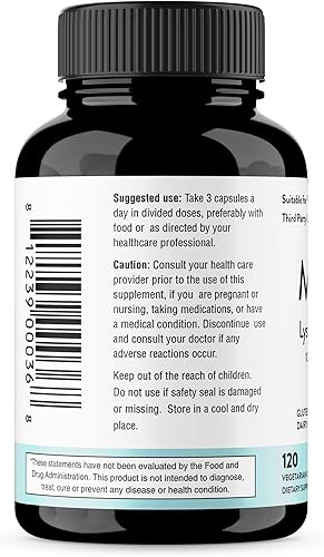 Miniatura 2 de Sandhu's Lisinato de glicinato de magnesio 120 cápsulas veganas quelatadas fáciles de tragar Suplemento de quelato de lisina de magnesio para alta
