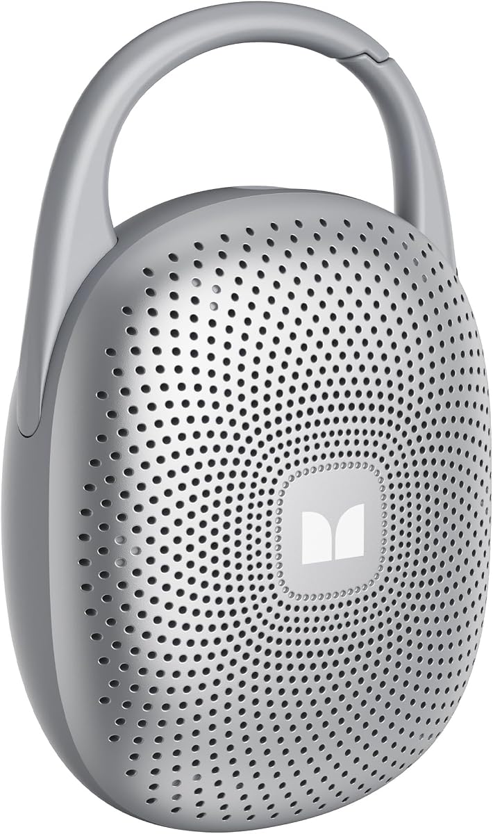 Bluetooth Speaker Ultra-Portable with Integrated Carabiner Clip, IPX7 Waterproof, 29H Playtime, Bluetooth 6.0, TWS Pair Clip-On Speaker for Outdoor, Hiking, Beach, Shower & Travel, Light Grey