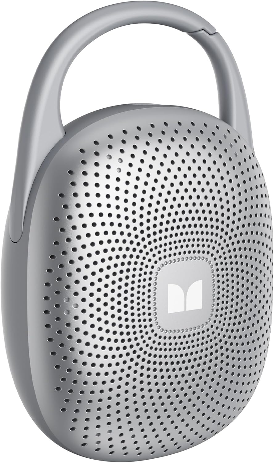 Monster S370 Ultra-Portable Bluetooth Speaker with Integrated Carabiner Clip, IPX7 Waterproof, 29H Playtime, Bluetooth 6.0, TWS Pair Clip-On Speaker for Outdoor, Hiking, Beach, Shower & Travel, Grey