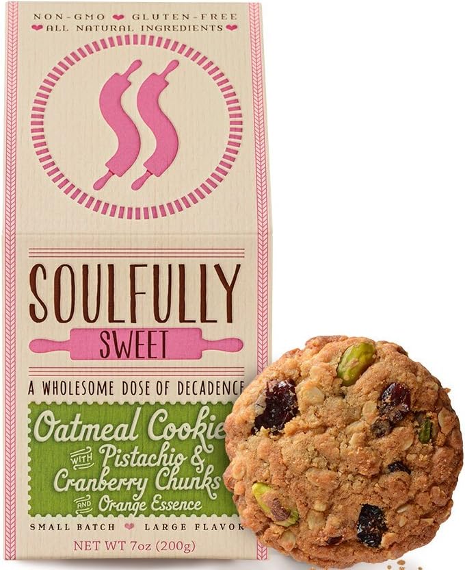 Gourmet Oatmeal Cookies w/Cranberries, Pistachios & Orange Essence, 8 Cookies Per Box, A Wholesome Dose of Decadence!