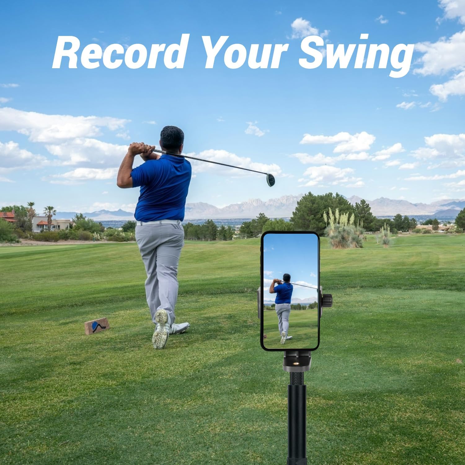 Golf Tripod and Monopod Selfie Stick with Ground Spike Stake, Phone Tripod Holder for Recording Golf Swing, 52" Adjustable Golf Selfie Stick for Swing Training Aid